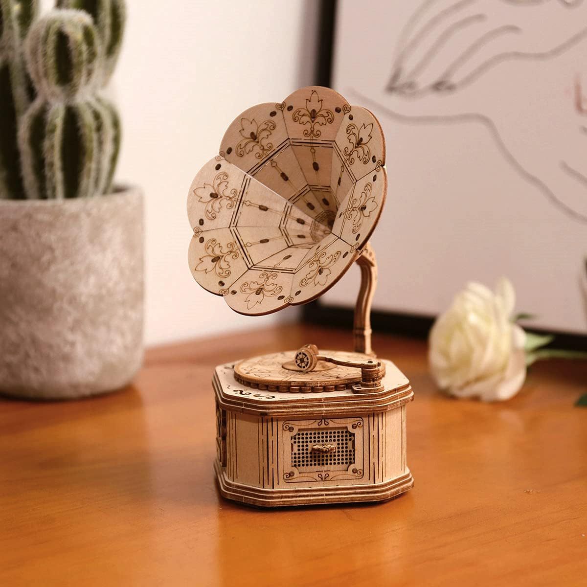 Pumpkin Cart Hot Air Balloon Airship Gramophone Wooden Puzzle