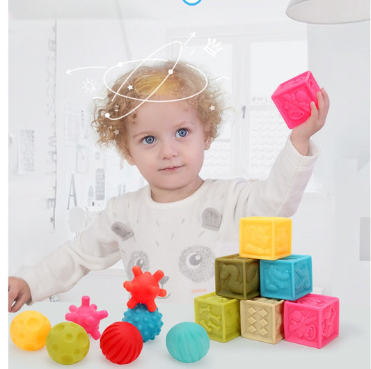 Child placing with alphabet blocks
