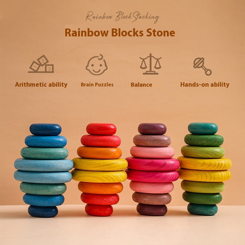 4-6 years old Children's Educational Building Blocks Rainbow Soft Stone Stacking Toys