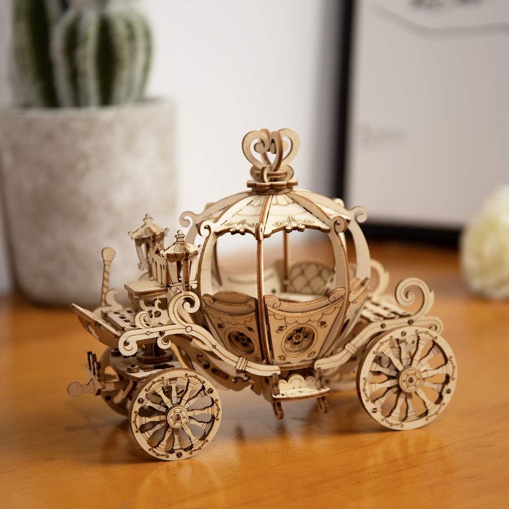 Pumpkin Cart Hot Air Balloon Airship Gramophone Wooden Puzzle