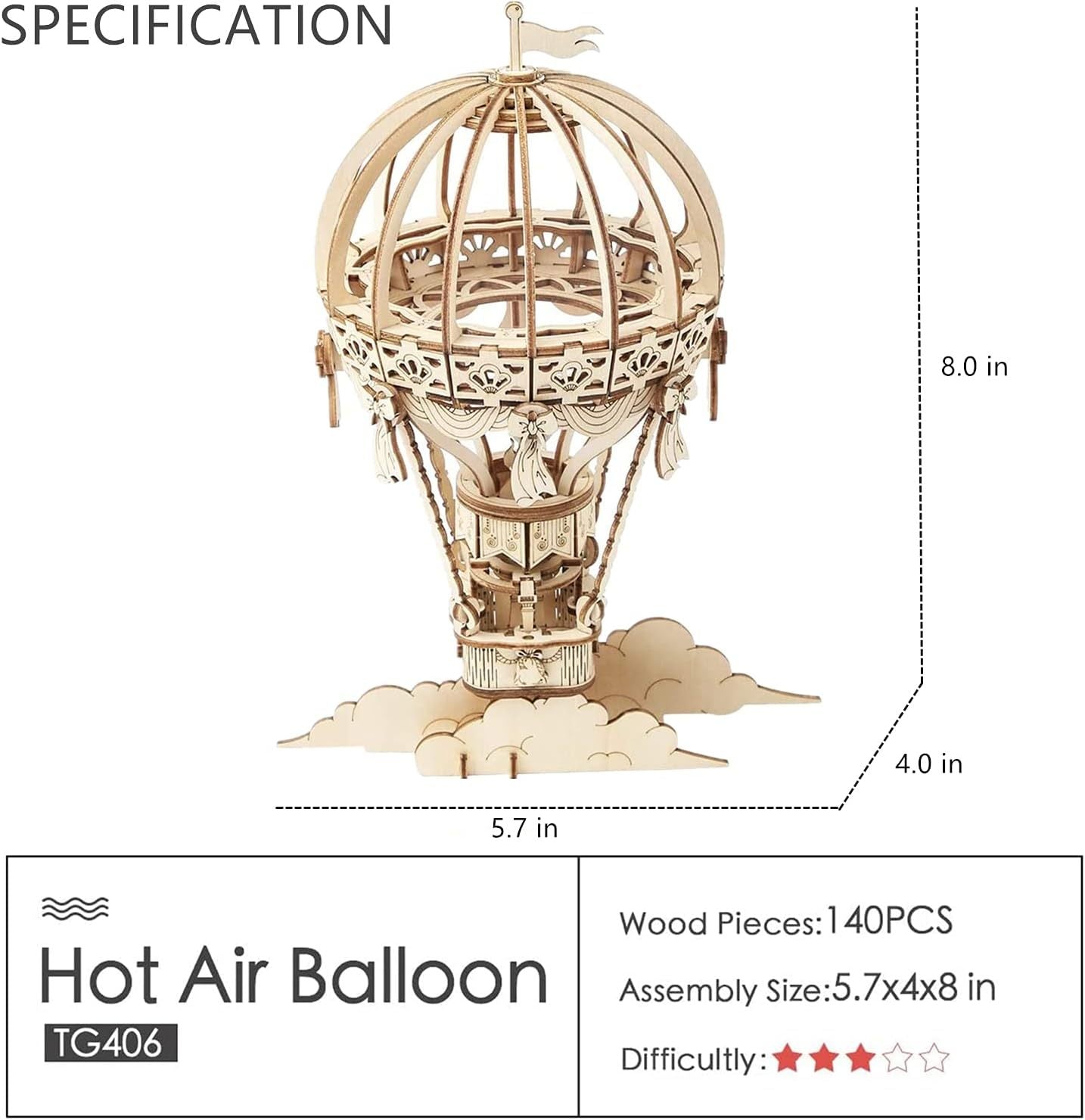 Pumpkin Cart Hot Air Balloon Airship Gramophone Wooden Puzzle