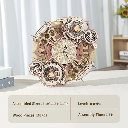 Zodiac Wall Clock 3D Wooden Puzzle Model Assembly Toys