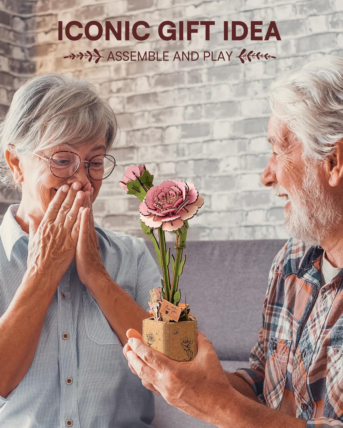 3D Puzzle Flowers Wooden Model Kits For Adults To Build, Artificial Flowers For Decoration, Home Decor Accessories Living Room, Gifts For Women On Valentine's Day & Birthday, TW051