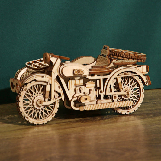 3d puzzle motorbike with side car wood.