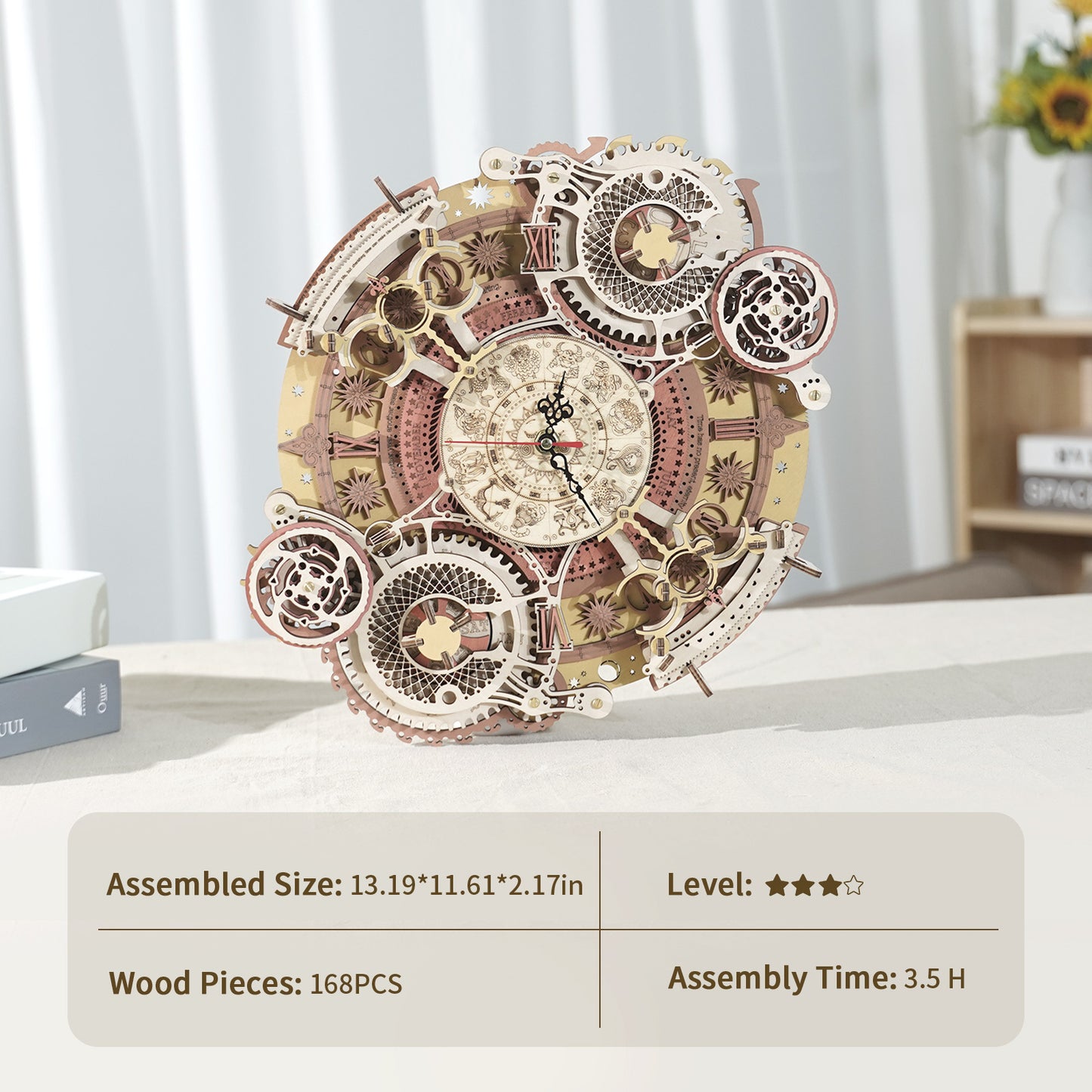 Zodiac Wall Clock 3D Wooden Puzzle Model Assembly Toys