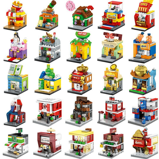 children's city mini street view building blocks puzzle assembly toys