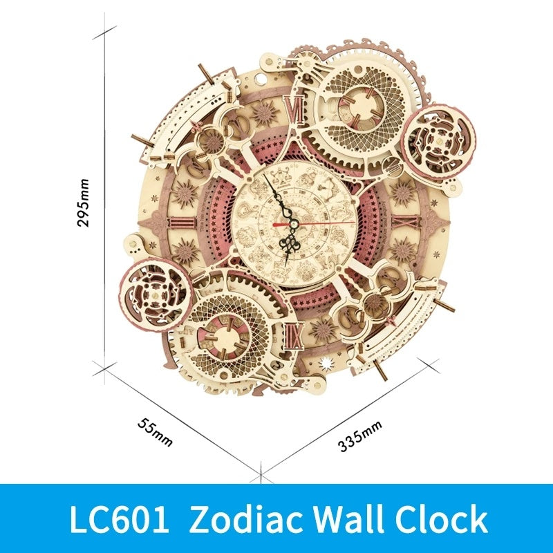 Zodiac Wall Clock 3D Wooden Puzzle Model Assembly Toys